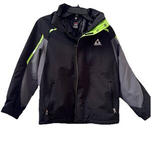 Gerry Youth Insulated Winter Jacket 10/12 Waterproof Blk Gray Neon Accents Sz M